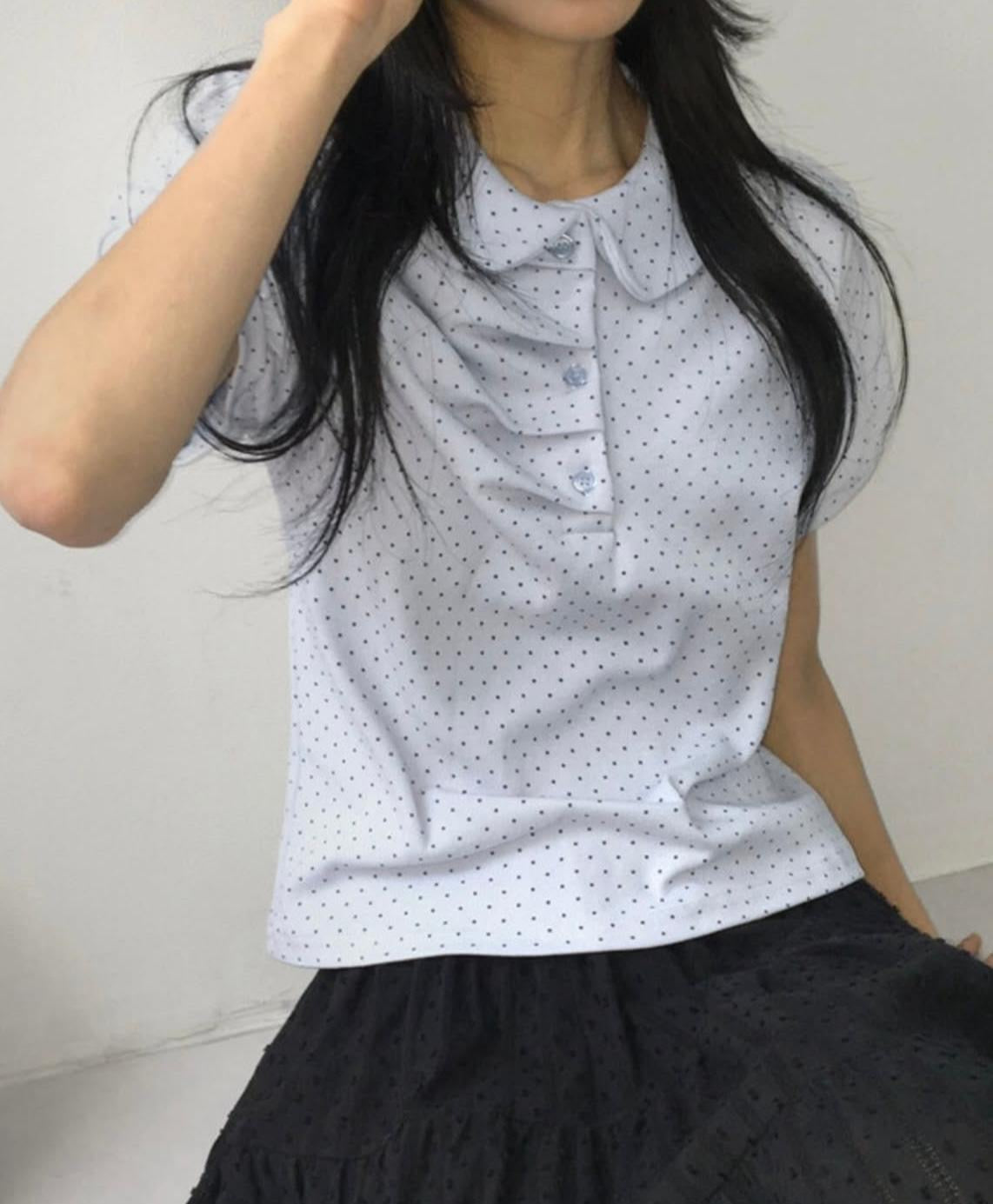 波點娃娃領上衣
