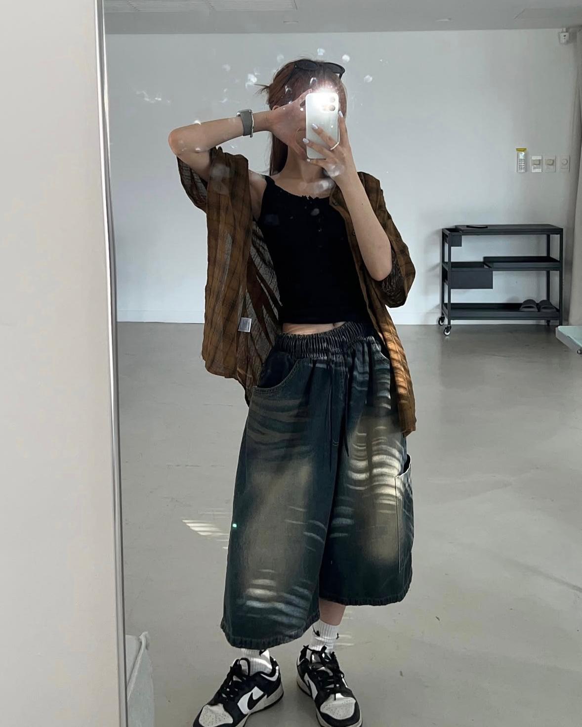 7分水洗牛仔褲