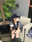 短款牛仔布條紋短T