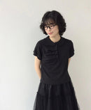 波點娃娃領上衣