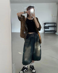7分水洗牛仔褲