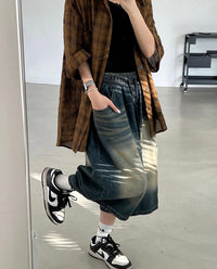 7分水洗牛仔褲