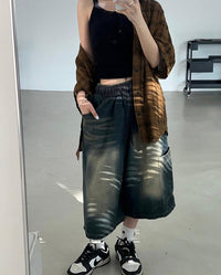 7分水洗牛仔褲