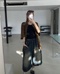 7分水洗牛仔褲