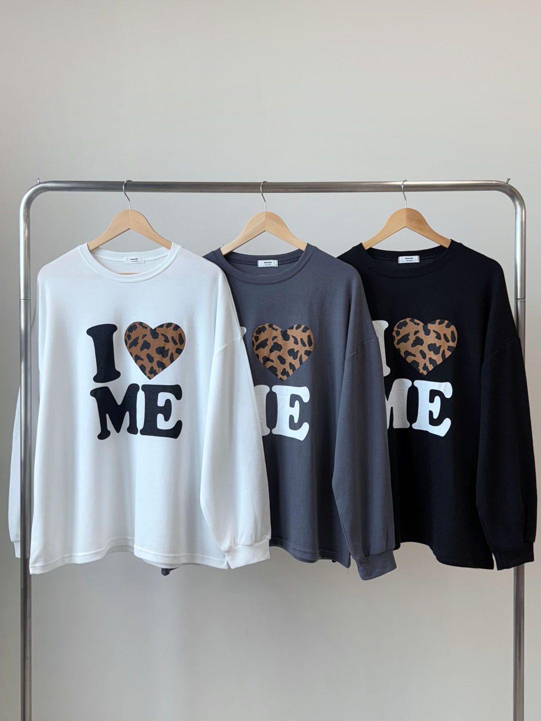 I ❤️ ME 豹紋心印花長袖 Tee