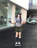 短款牛仔布條紋短T