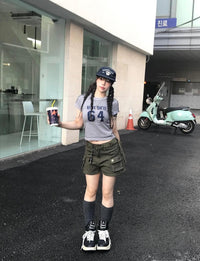 短款牛仔布條紋短T